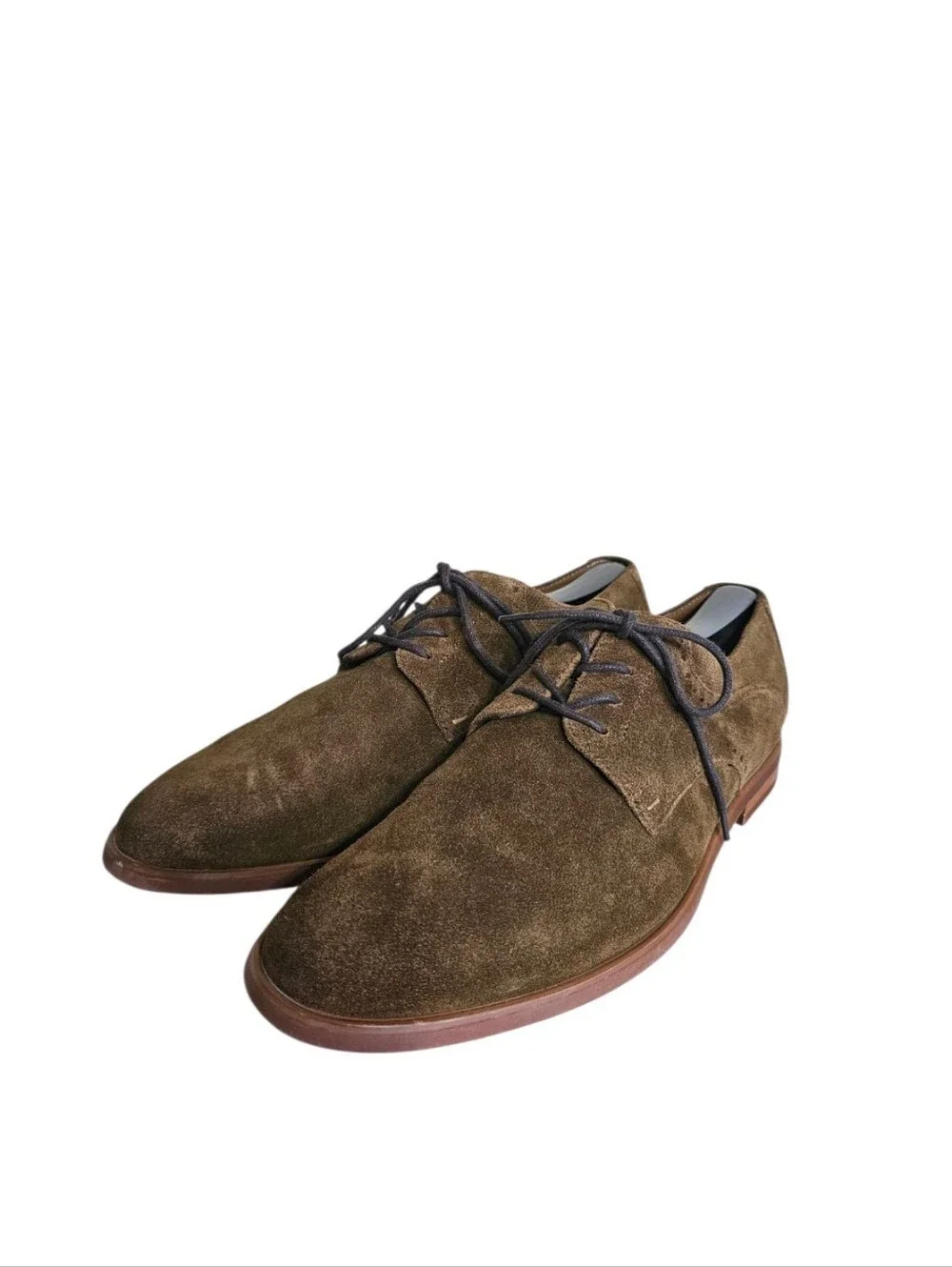 Aston Grey Gwaocia Men's Brown Suede Leather Derby Oxford Dress Shoes US Size 10